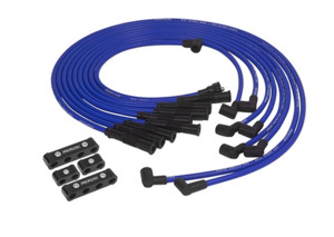Ignition Leads: IGNITION LEAD SET V8 Straight Plug Boot 10mm Blue