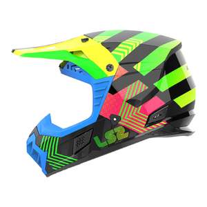 Ls2 Helmets: LS2 MX706J COZ Junior Helmet - Chromatic Black / Hi-Vis Pink 06