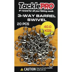 Tacklepro 3 Way Barrel Swivel 40.0Kg - 20Pc | Swivels - Barrel