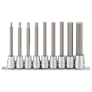 Teng 9pc 3/8in Dr. Long Hex Bit Socket Set - 3-12mm