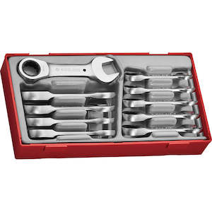 Combination Spanners: Teng 10pc Stubby Ratchet Combination Spanner Set - TC-Tray