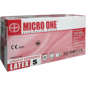 Microflex Micro One Powdered Latex Gloves Small (Box 100)