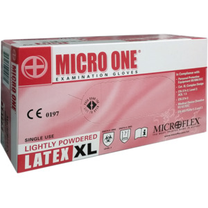 Microflex Micro One Powdered Latex Gloves Xlarge (Box 100)