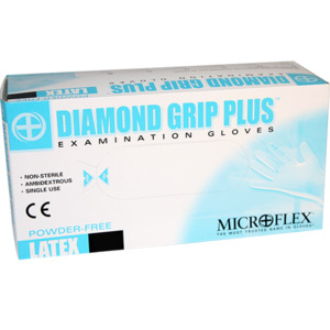 Safety: Microflex Diamond Grip Pf Latex Gloves Large (Box 100)