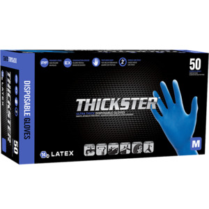 Sas Thickster Pf Latex Gloves Medium (Box 50)