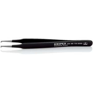 KNIPEX Tweezers Stainless Steel Angled Tips Smooth Grip Surface