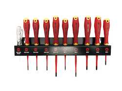 Felo: Felo 413 Series Ergonic E-Slim Screwdriver Set 10pc with Metal Rack