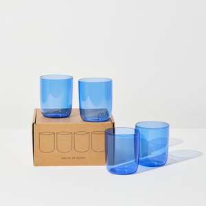 Glassware: Belly Set of 4 Cups in Blue