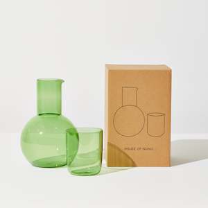 Glassware: Belly Carafe + Cup Set in Green