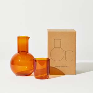 Glassware: Belly Carafe + Cup Set in Amber