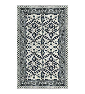 Door Floor Mat: Vinyl Floor Mat | Beija Flor | Armenian Framed Classic Green