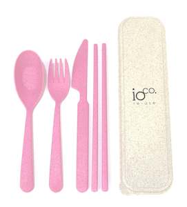 Eco Kitchenware: Wheat Straw Fibre Cutlery Set | Pink