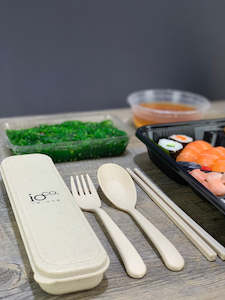 Eco Kitchenware: Wheat Straw Fibre Cutlery Set | Natural