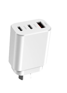 65W GaN Fast Wall Charger for Laptops, Phones, Tablets, Dual USB-C & USB-A