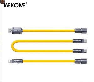 Cable: WEKOME 65W Fast Charging Data Line Universal Conversion Mecha One 3 Silicone Splicing Six-in-One Mobile Phone Charging Cable