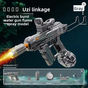 New Arrivals: UZI Electric Water Gun with Light Up Toys for Kids Summer Outdoor Shooting Game Toy Powerful Children Automatic Water Squirt Gun