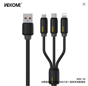 WEKOME  Cable Elastic Genuine Silicone Super Fast Charging Data Cable 3 in 1