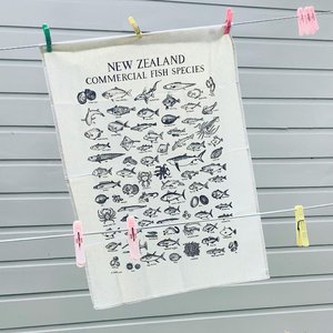 Products: NZ Commercial Fish Species Tea Towel: Illustrated Coastal Guide Tora Collective - Tora Collective - Kaimoana