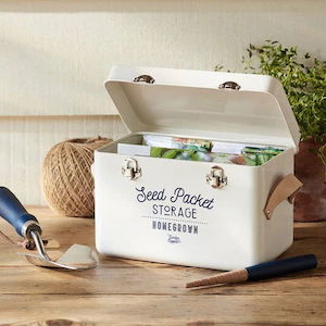 Garden Accessories: Seed Packet Storage Tin - Cream