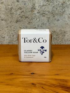 Products: White sage & cedar wood tallow soap Tor&Co