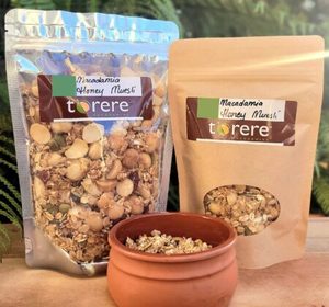 Products: Macadamia Honey - Muesli Cereal - Torere Macadamias %