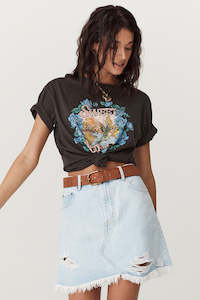 Tops: Spell - Sweet Nothings Biker Tee - Charcoal