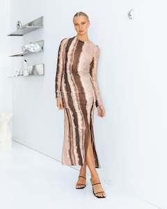 Paper Heart-Midi Dress Brown