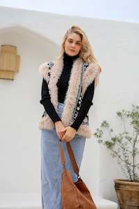 Samsara: Knit Fur Trim Vest Black