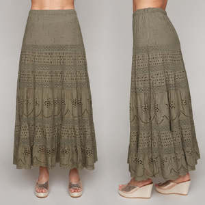Boho Skirt - Carre Noir Collection - Khaki Green