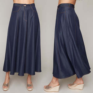 Skirts: Lightweight Denim Look Skirt - Carre Noir Collection