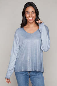 V Neck Sweater - Carre Noir Collection - Blue