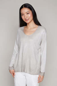 V Neck Sweater - Carre Noir Collection - Golden