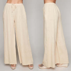 Wide Leg Pants - Carre Noir Collection - Beige