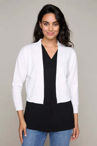 Crop Cardi - Carre Noir - White