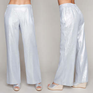 Woven Wide Leg Pants - Carre Noir - Blue / Silver