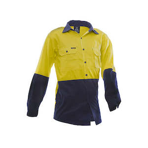 Hi Vis Shirts T Shirts Singlets: Safe-T-Tec | Yellow/Navy 170gsm Cotton DO Shirt | 801130