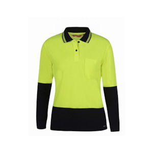 Womens Workwear Hi Vis Clothing: JBs Wear | Womens Hi Vis Long Sleeve Comfort Polo | 6LHCL