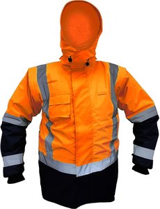 Hi Vis Wet Weather Jackets Coats: ESKO | StormPro® D/N Zip-off Sleeve Fleece Lined Jacket | PCR4015