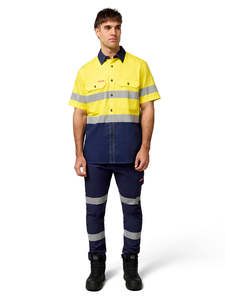Hi Vis Shirts T Shirts Singlets: CORE HV SS LW SPLICED VENTED DRILL SHIRT