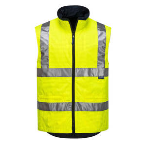 Hi Vis Wet Weather Vests: Mackay Hi-Vis Anti-Static Reversible Vest Yellow
