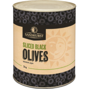 Products: SANDHURST SLICED BLACK OLIVES 3KG – Total Foods