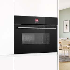 Bosch Series 8 Built-in Compact Oven with microwave function, 45cm Black
