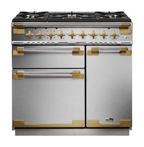 FALCON ELISE LUXE 90CM DUAL FUEL RANGE COOKER STAINLESS ANTIQUE BRASS