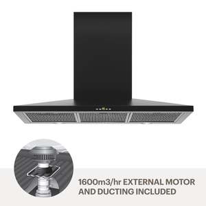 Amore 90cm quiet wallmount rangehood -Blk WMMARTINA9B-M162