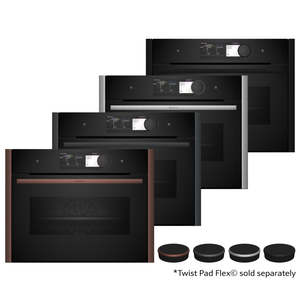 Wall Ovens: NEFF N90 Flex Design 45cm Compact Oven with Full Steam, 6.8" TFT, Black