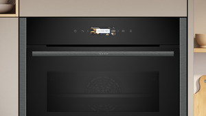 Single Wall Ovens: NEFF N70, 45cm Built-in Compact Oven with microwave function, Graphite Grey