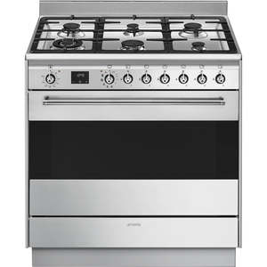 Cooking: SMEG Classic Pyro 6 Burner Dual Fuel Freestanding Cooker 90cm Stainless Steel