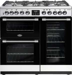 Dual Fuel Freestanding Ovens: BELLING 90CM COOKCENTRE DUAL FUEL SSTEEL