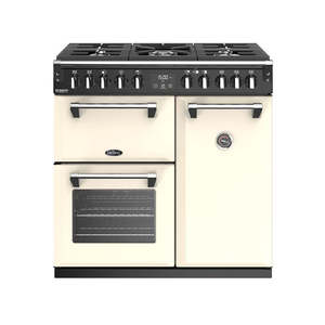 Dual Fuel Freestanding Ovens: BELLING 90CM RANGE COOKER DLX DF CREAM
