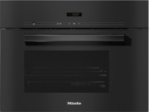 Wall Ovens: Miele DG 2840 Pureline Obsidian Black Built-in Steam Oven